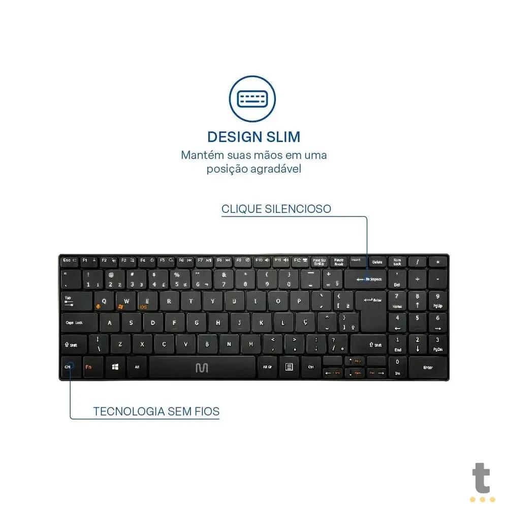 Teclado Sem Fio Slim Multi Bluetooth Multimídia Abnt - TC220 Truedata